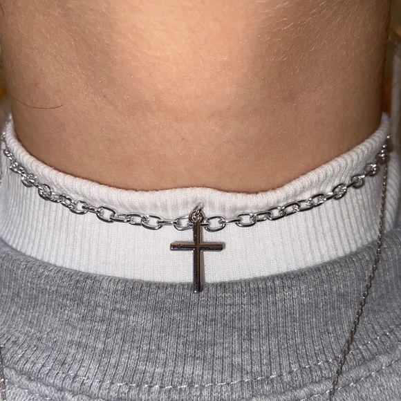 silver cross chain choker - Picture 1 of 1
